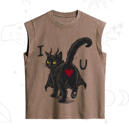 Purplehecate Bad Bad Evil Cat Vintage Washed Tank