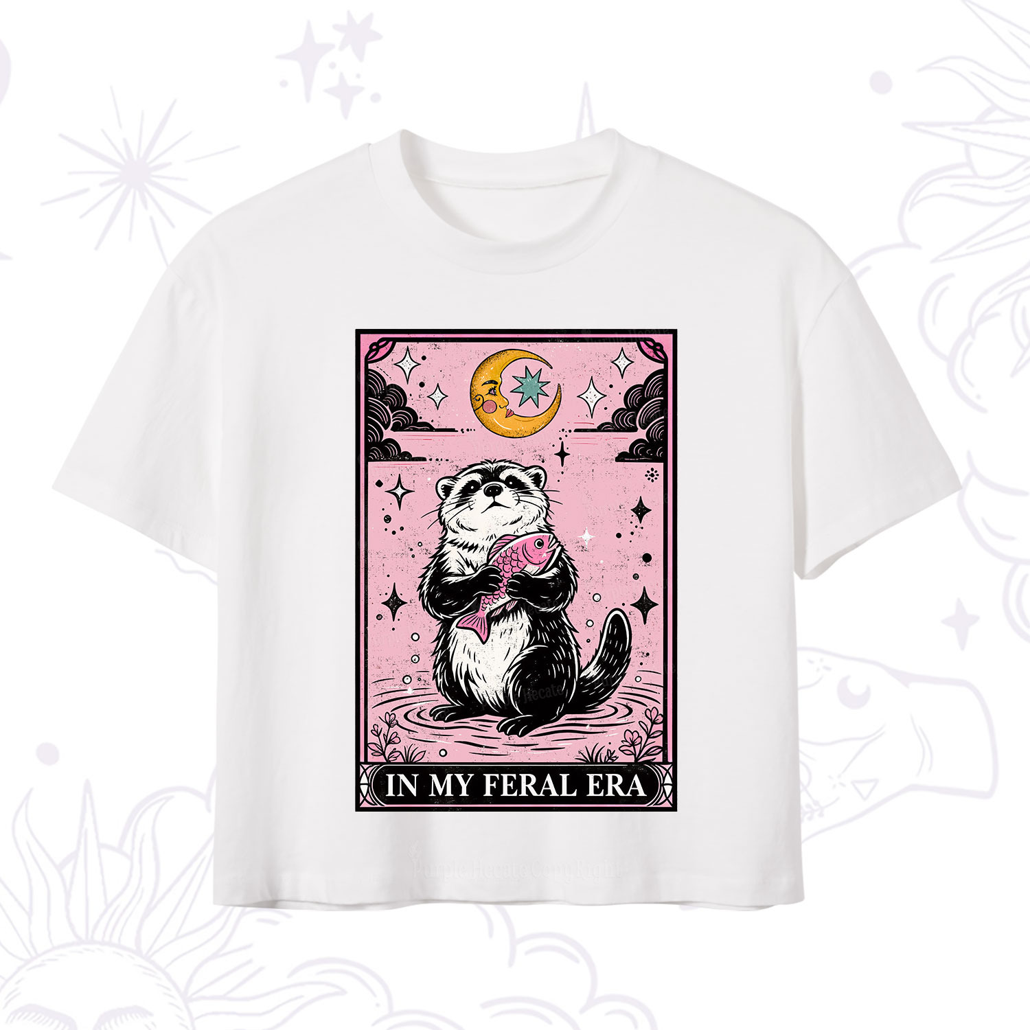 Purplehecate The In My Feral Era Tarot Otter Crop T-Shirt