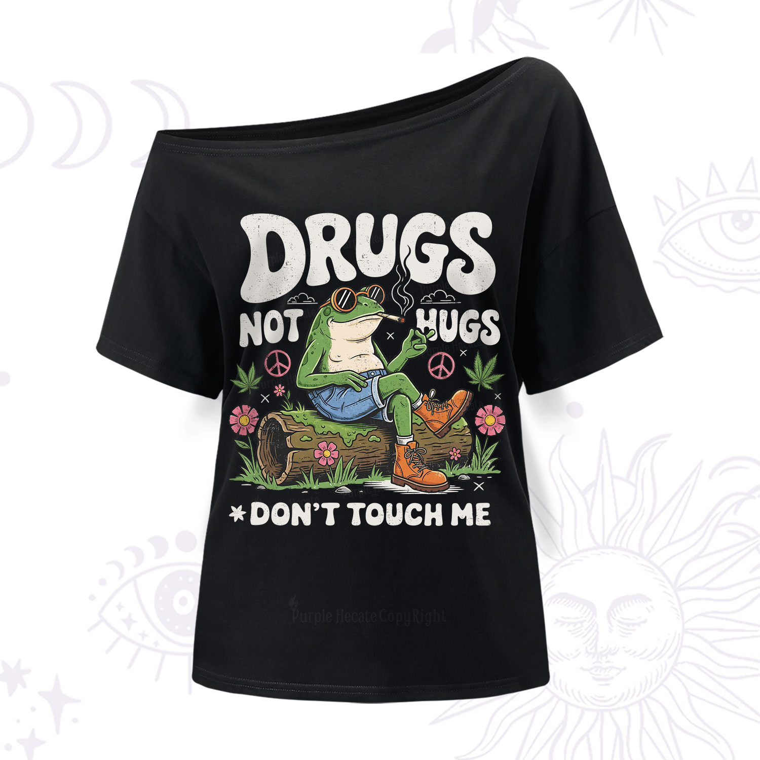 Purplehecate Drugs Not Hugs One Shoulder T-Shirt