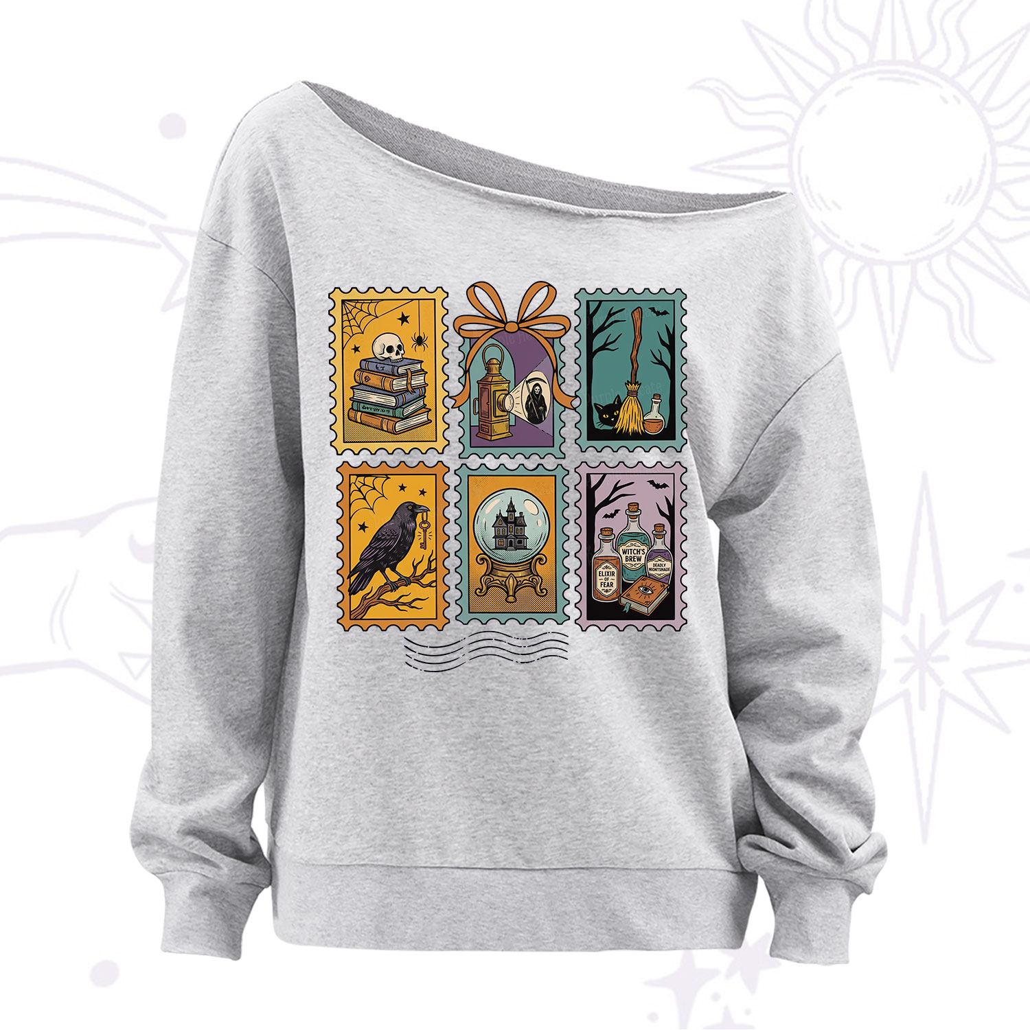 Purplehecate Halloween Witch Raven Castle Potions Off The Shoulder Sweatshirt