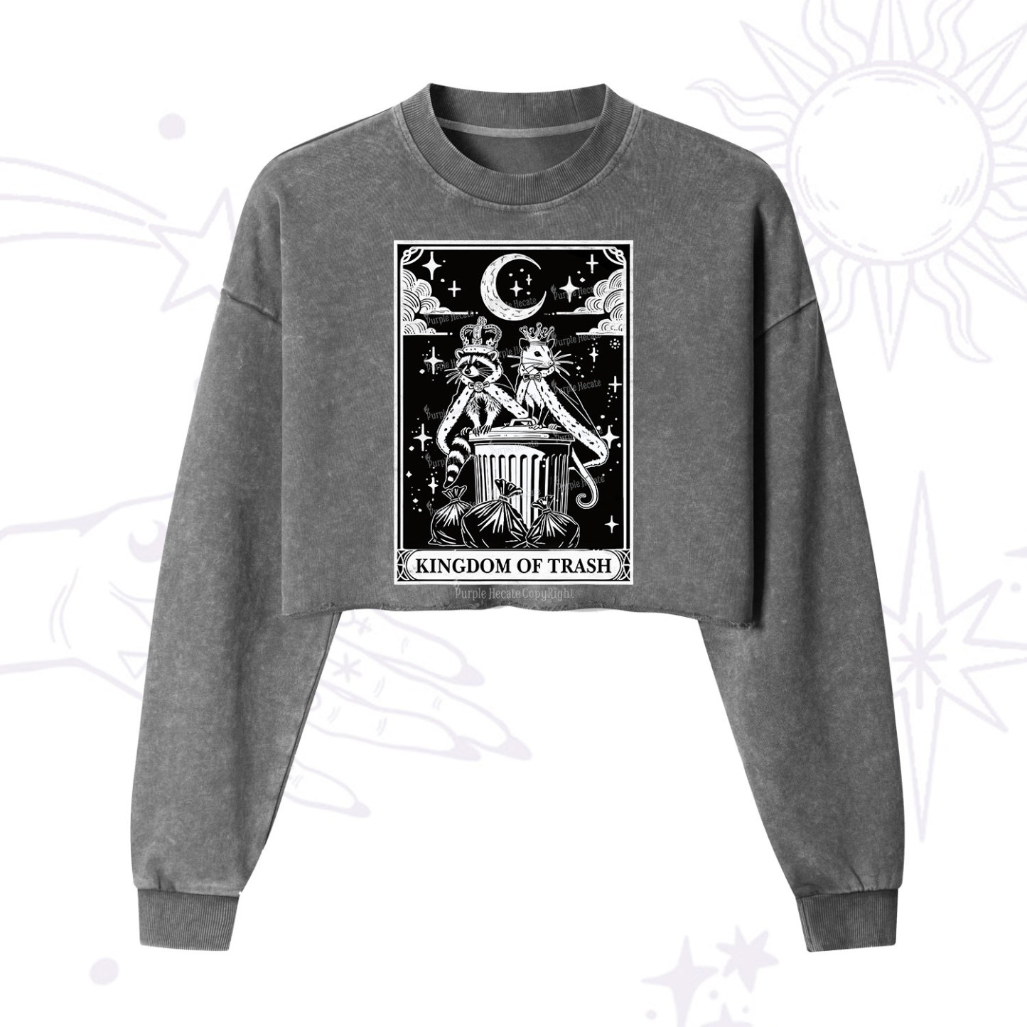Purplehecate The Kingdom Of Trash Tarot Cropped Washed Sweatshirt