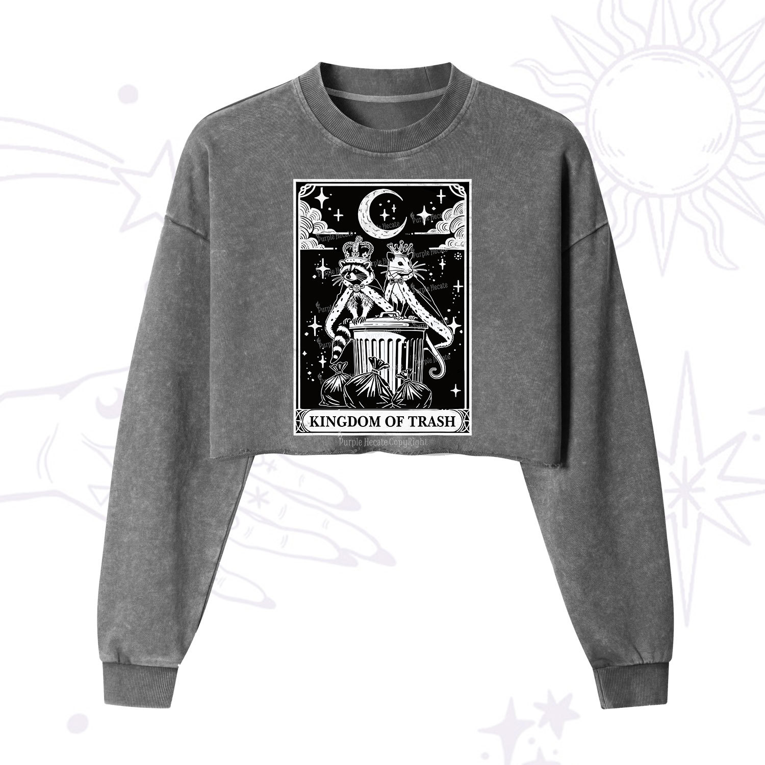 Purplehecate The Kingdom Of Trash Tarot Cropped Washed Sweatshirt