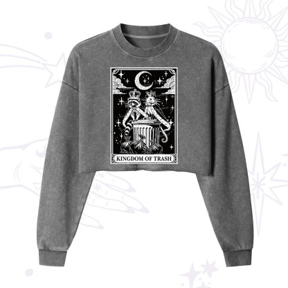 Purplehecate The Kingdom Of Trash Tarot Cropped Washed Sweatshirt