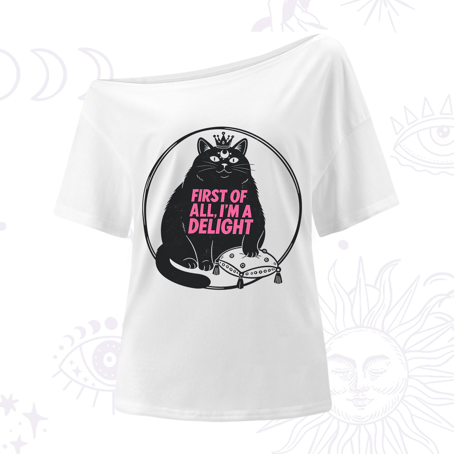 Purplehecate Black Cat First Of All I'm A Delight One Shoulder T-Shirt