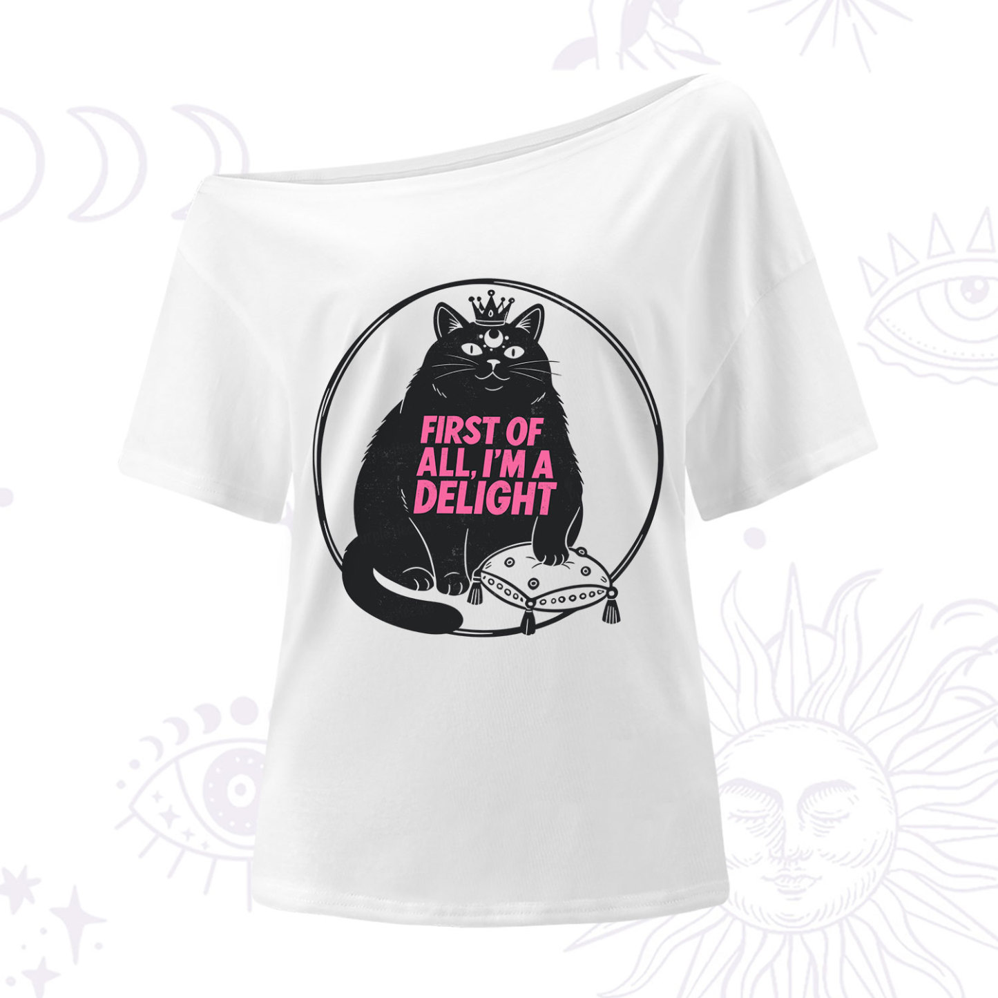 Purplehecate Black Cat First Of All I'm A Delight One Shoulder T-Shirt