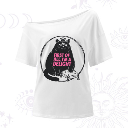 Purplehecate Black Cat First Of All I'm A Delight One Shoulder T-Shirt