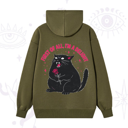 Purplehecate First Of All I'm A Delight Cat Hoodie