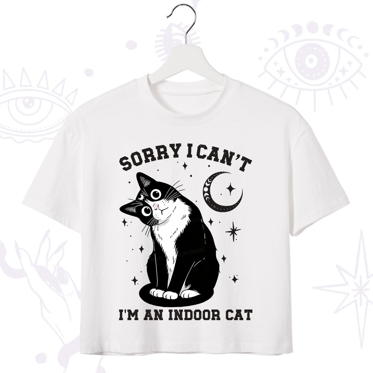 Purplehecate Sorry I Can't Go I'm an Indoor Cat Crop T-Shirt