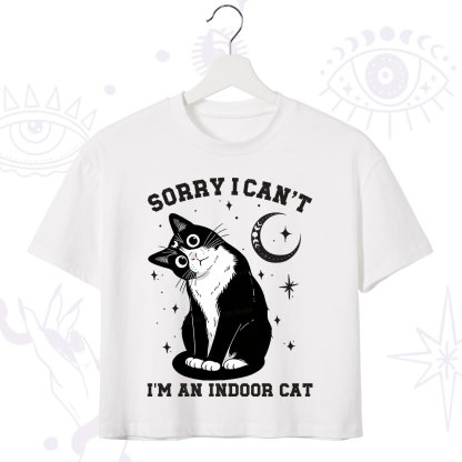 Purplehecate Sorry I Can't Go I'm an Indoor Cat Crop T-Shirt