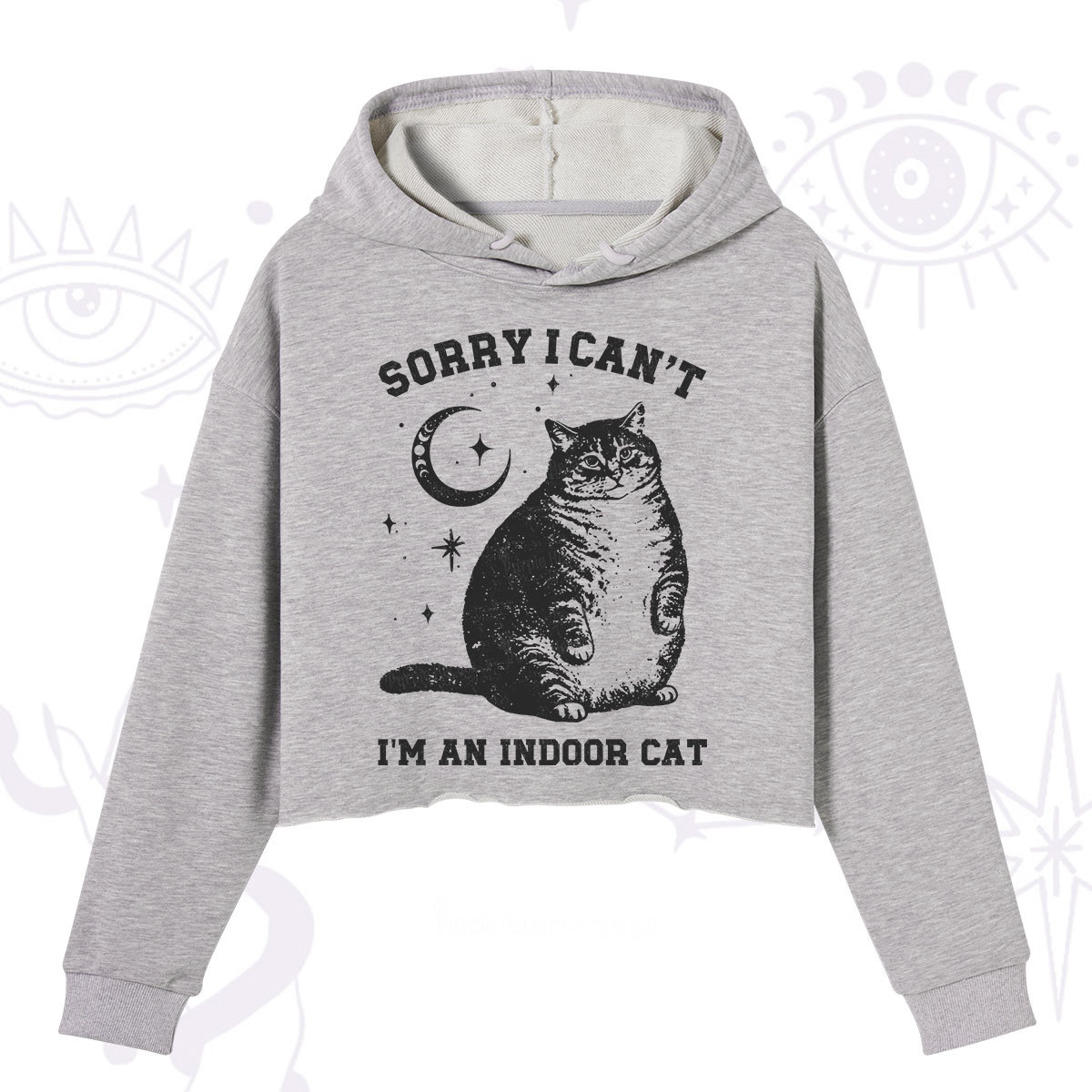 Purplehecate Sorry I Can't Go I'm an Indoor Cat Crop Hoodie