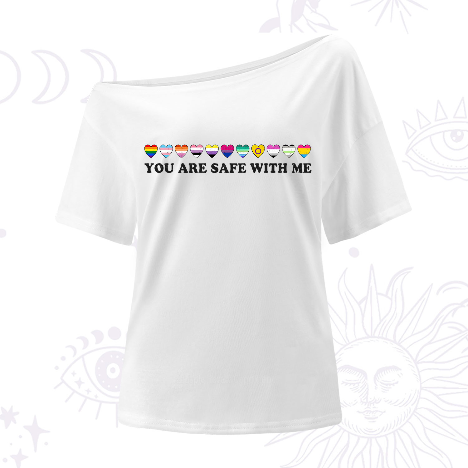 Purplehecate You Are Safe With Me Pride One Shoulder T-Shirt