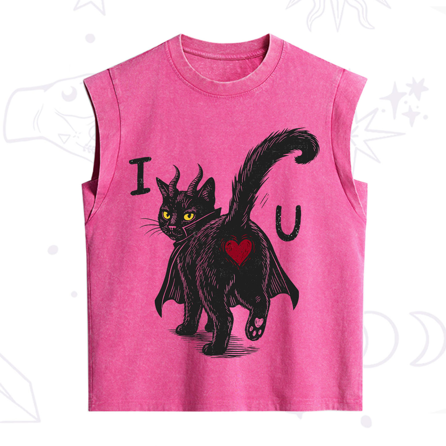 Purplehecate Bad Bad Evil Cat Vintage Washed Tank