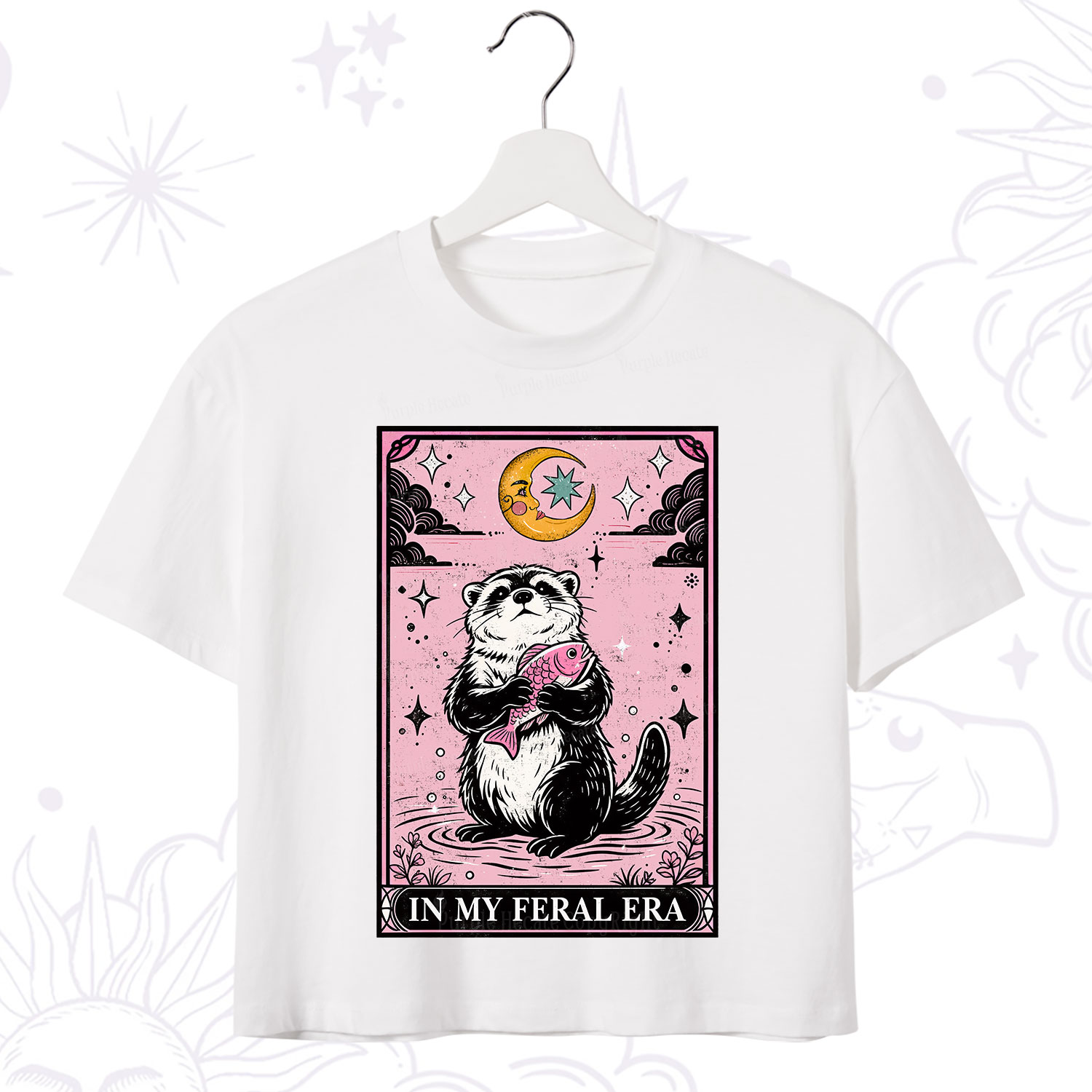 Purplehecate The In My Feral Era Tarot Otter Crop T-Shirt
