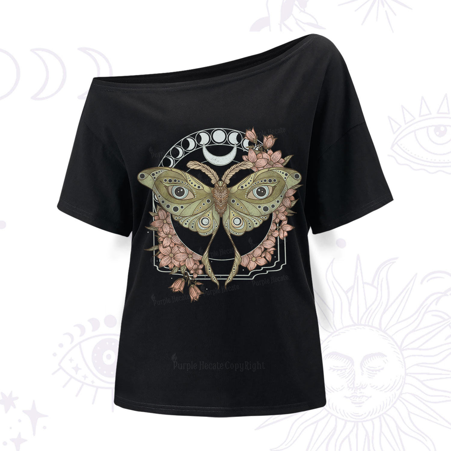 Purplehecate Luna Moth One Shoulder T-Shirt