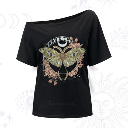 Purplehecate Luna Moth One Shoulder T-Shirt