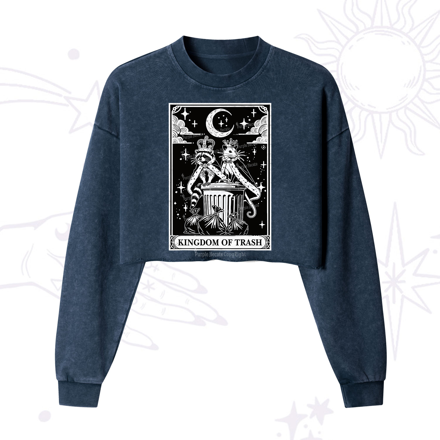 Purplehecate The Kingdom Of Trash Tarot Cropped Washed Sweatshirt