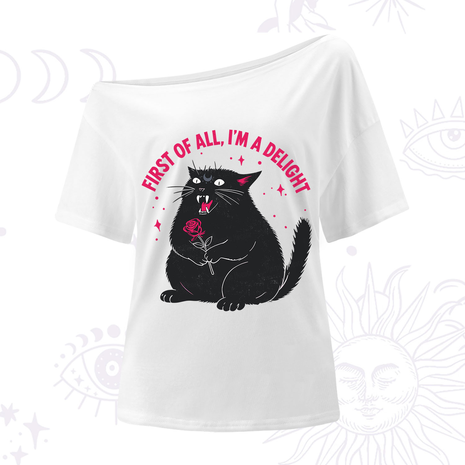 Purplehecate First Of All I'm A Delight Cat One Shoulder T-Shirt