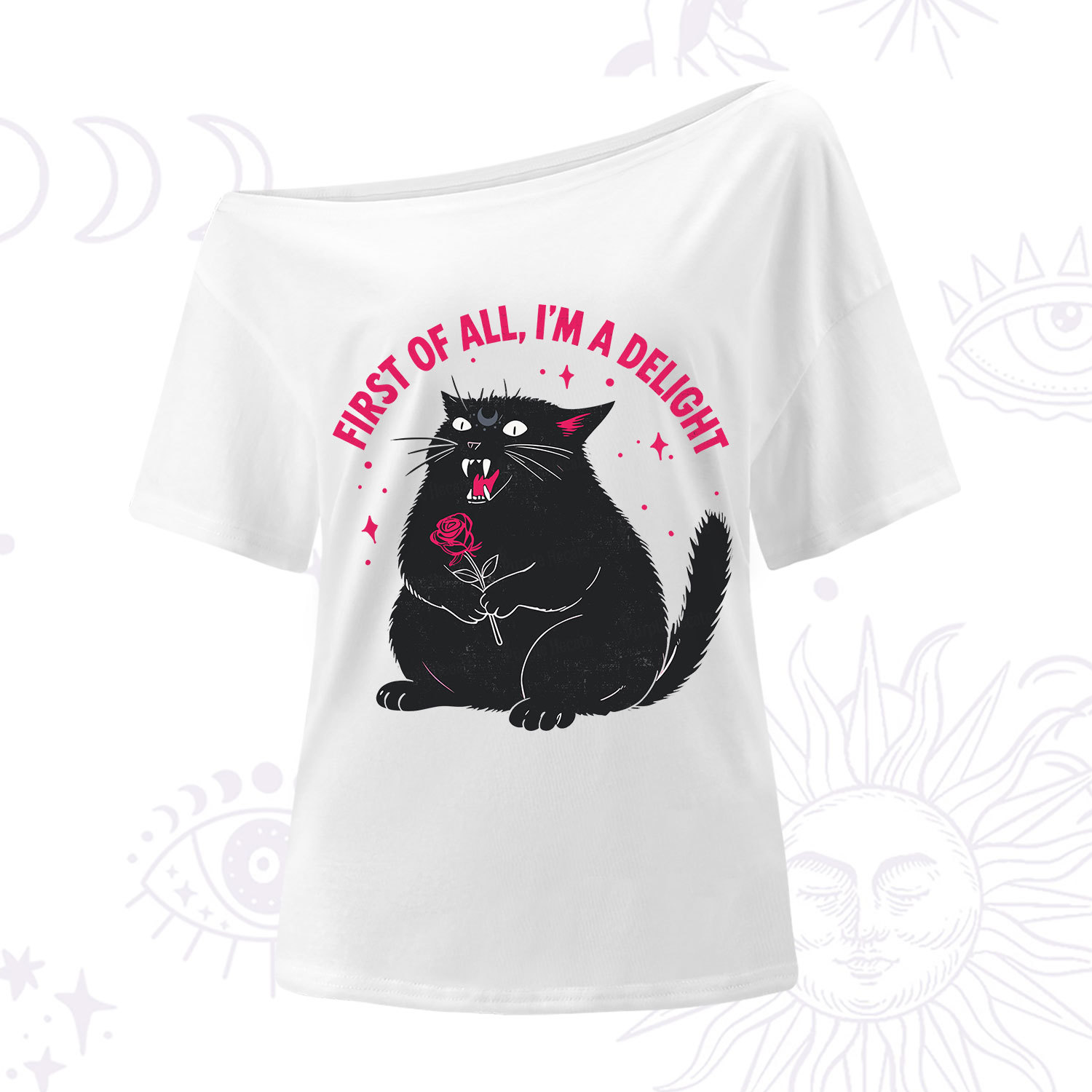Purplehecate First Of All I'm A Delight Cat One Shoulder T-Shirt