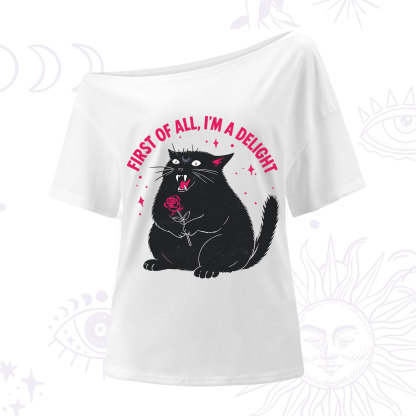 Purplehecate First Of All I'm A Delight Cat One Shoulder T-Shirt