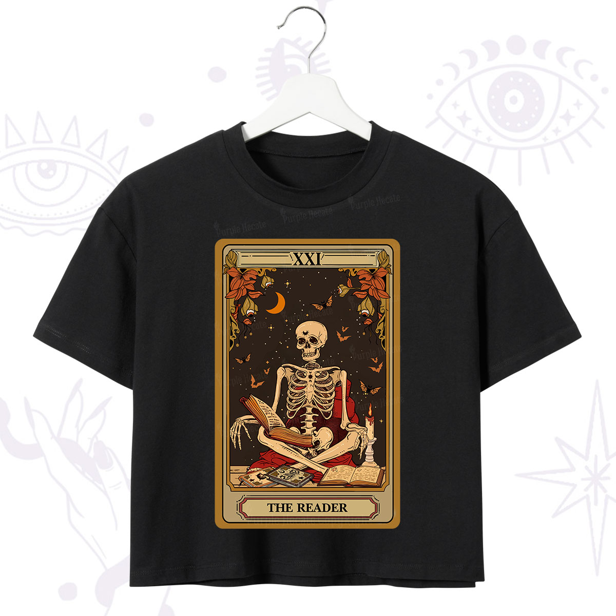 Purplehecate The Reader Tarot Card Crop T-Shirt
