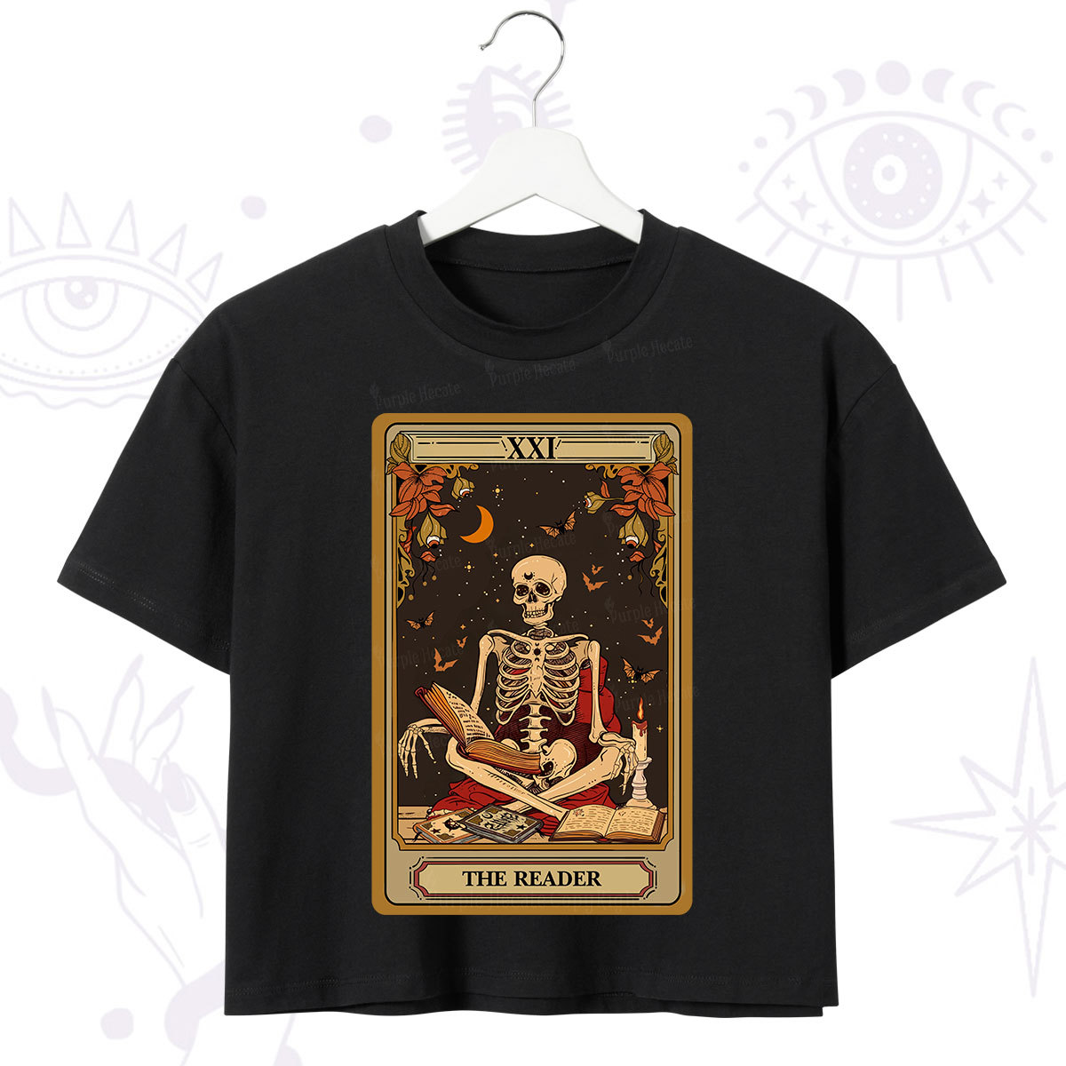 Purplehecate The Reader Tarot Card Crop T-Shirt