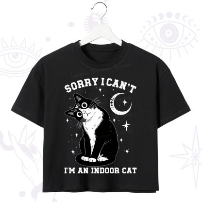 Purplehecate Sorry I Can't Go I'm an Indoor Cat Crop T-Shirt