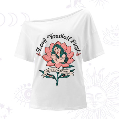 Purplehecate Love Yourself First One Shoulder T-Shirt