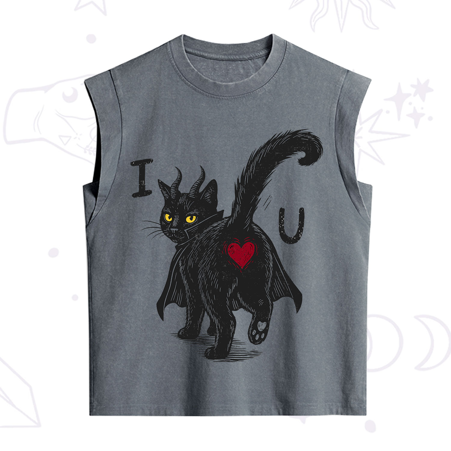 Purplehecate Bad Bad Evil Cat Vintage Washed Tank