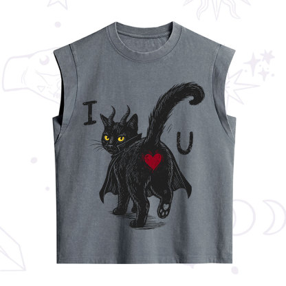Purplehecate Bad Bad Evil Cat Vintage Washed Tank