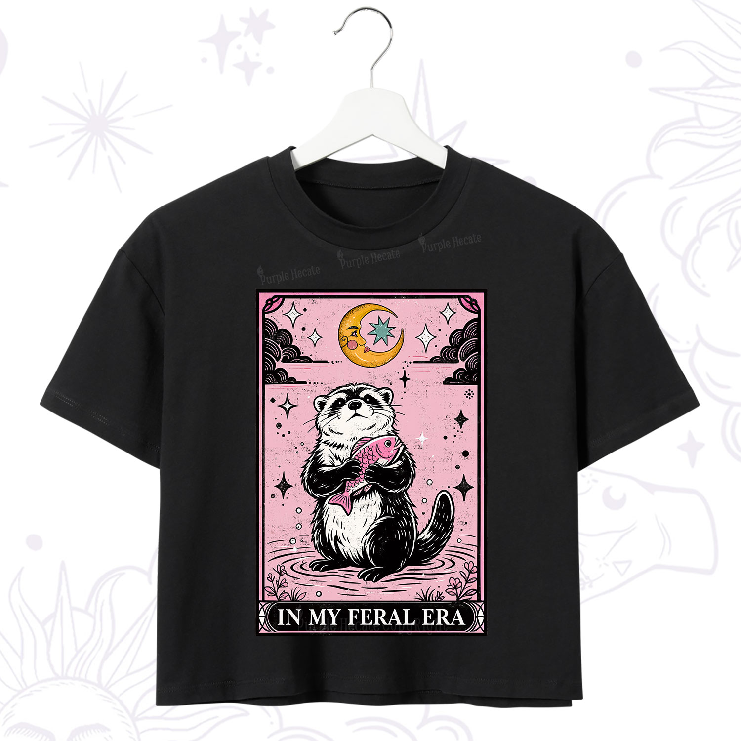 Purplehecate The In My Feral Era Tarot Otter Crop T-Shirt