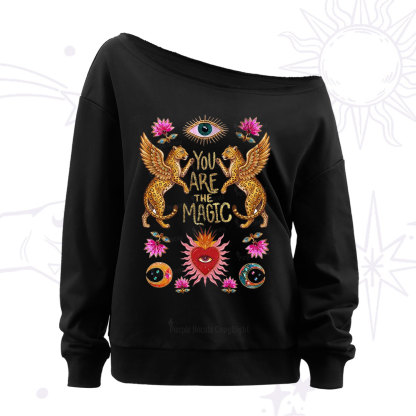 Purplehecate Vintage Tiger You Are The Magic Off The Shoulder Sweatshirt