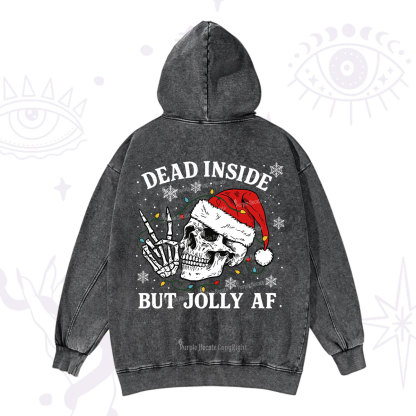 Purplehecate Dead Inside But Jolly AF Christmas Washed Hoodie