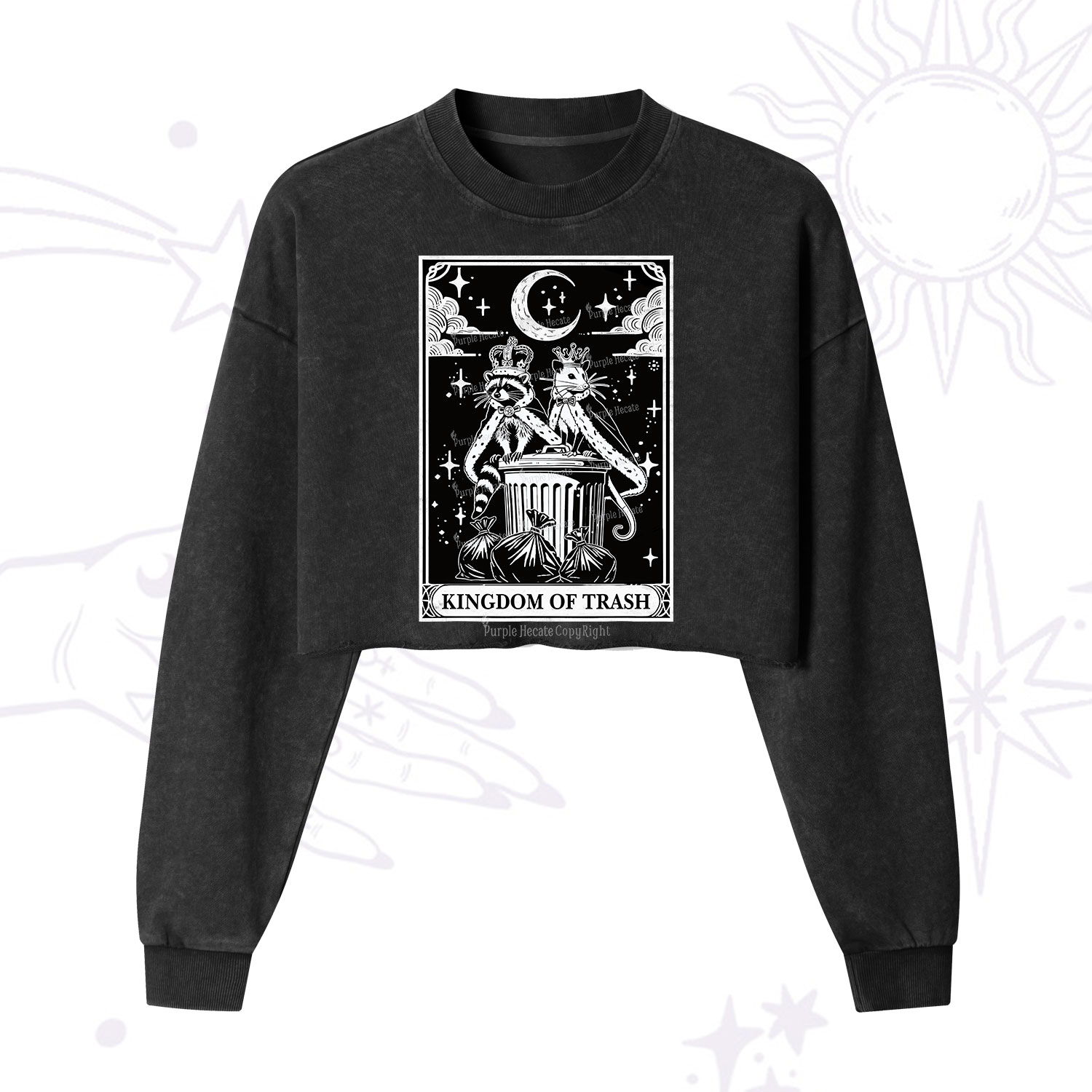 Purplehecate The Kingdom Of Trash Tarot Cropped Washed Sweatshirt