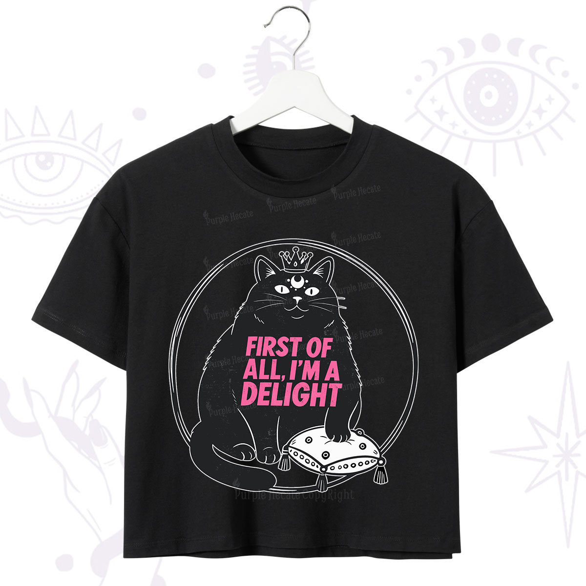 Purplehecate Black Cat First Of All I'm A Delight Crop T-Shirt