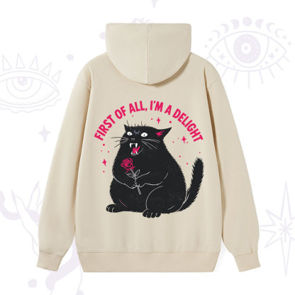 Purplehecate First Of All I'm A Delight Cat Hoodie