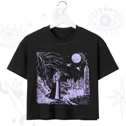 Purplehecate Black Moon Witch Spell Casting Crop T-Shirt