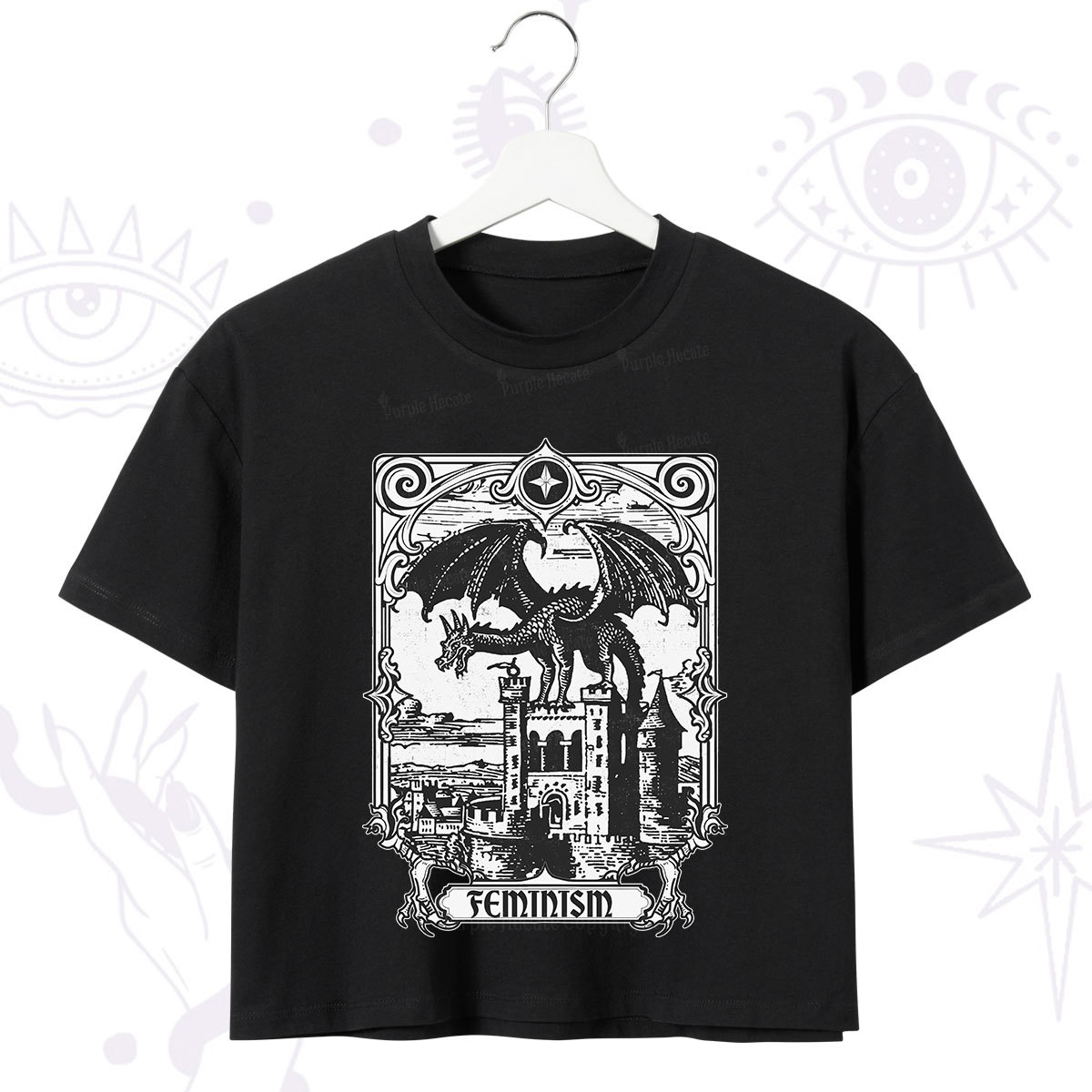 Purplehecate Medieval Feminist Dragon Crop T-Shirt