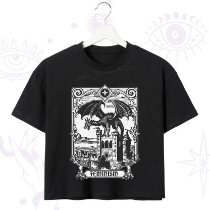 Purplehecate Medieval Feminist Dragon Crop T-Shirt