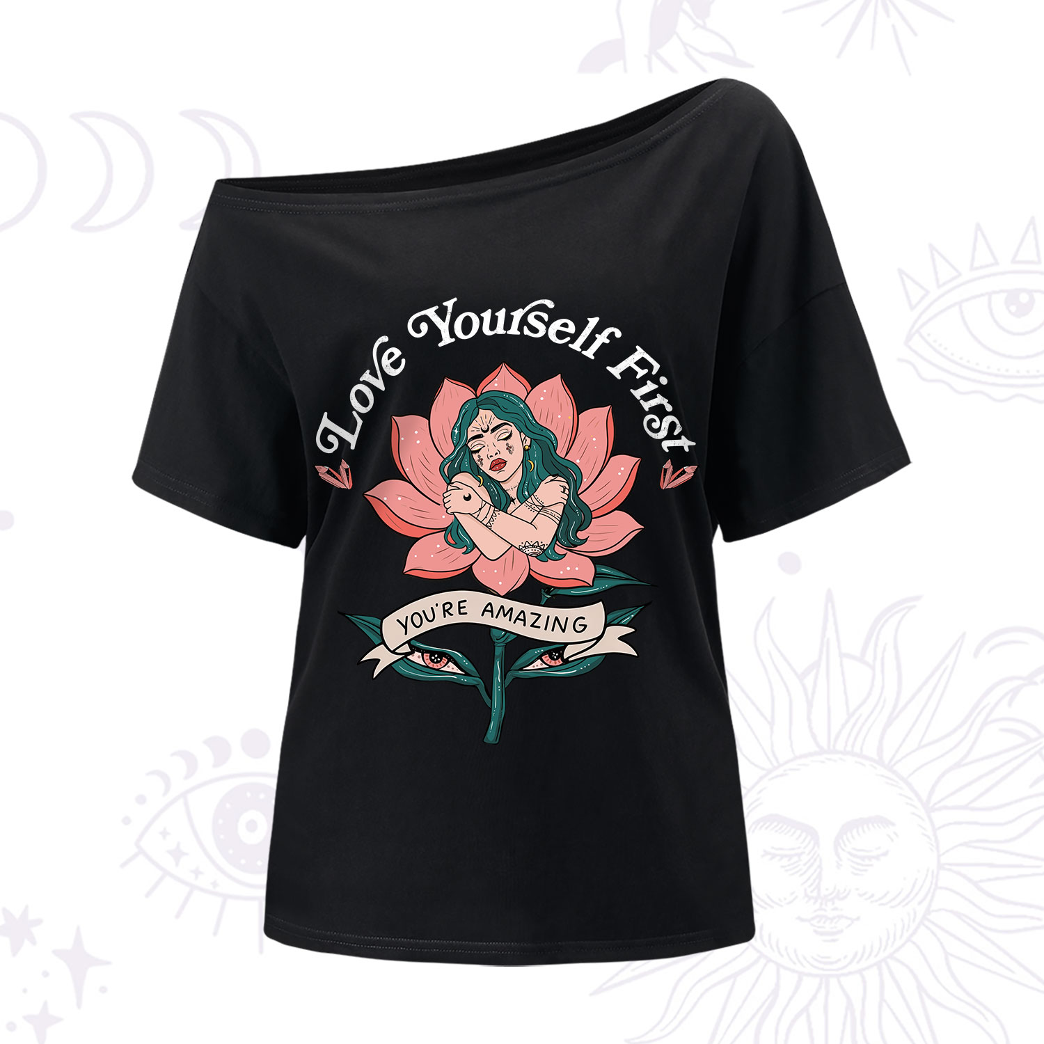 Purplehecate Love Yourself First One Shoulder T-Shirt