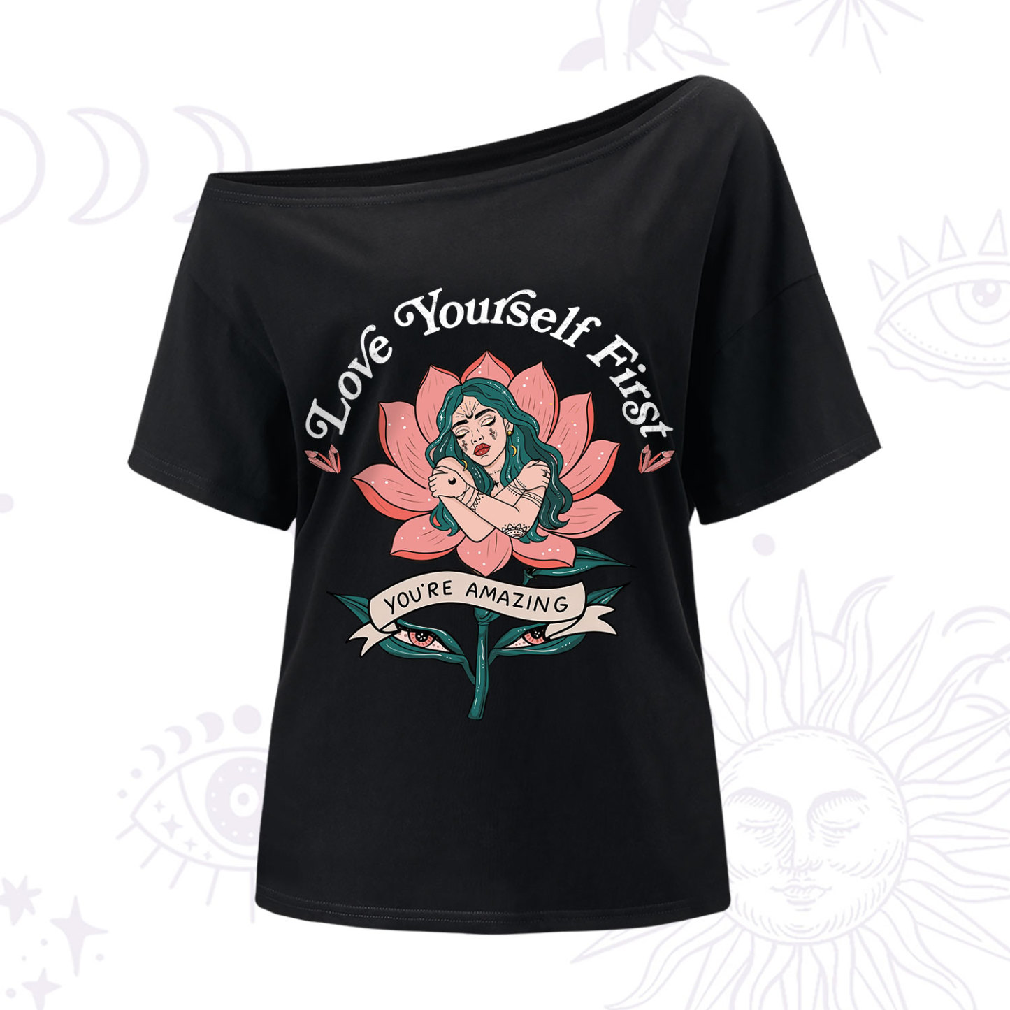 Purplehecate Love Yourself First One Shoulder T-Shir