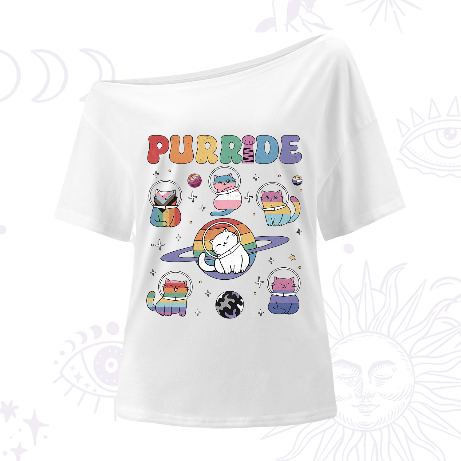 Purplehecate Purride Cat One Shoulder T-Shirt