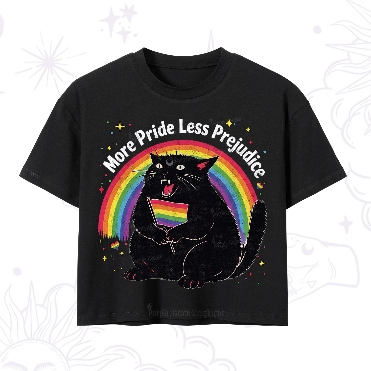 Purplehecate More Pride Less Prejudice Cat Crop T-Shirt