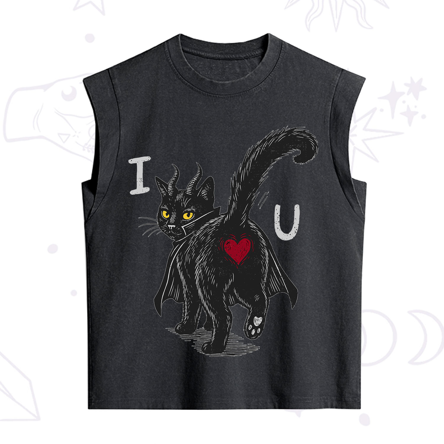 Purplehecate Bad Bad Evil Cat Vintage Washed Tank