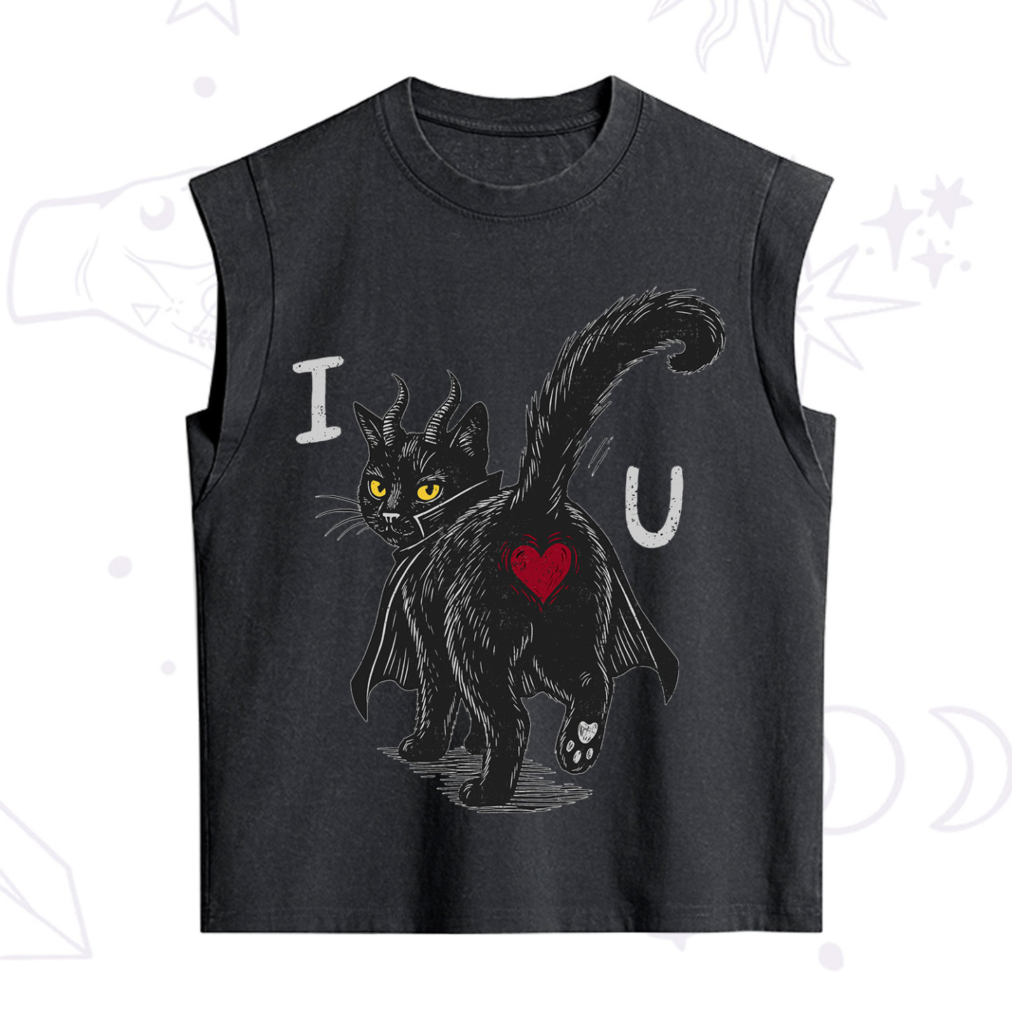 Purplehecate Bad Bad Evil Cat Vintage Washed Tank