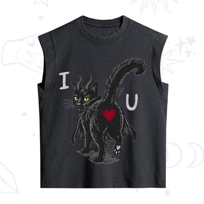 Purplehecate Bad Bad Evil Cat Vintage Washed Tank