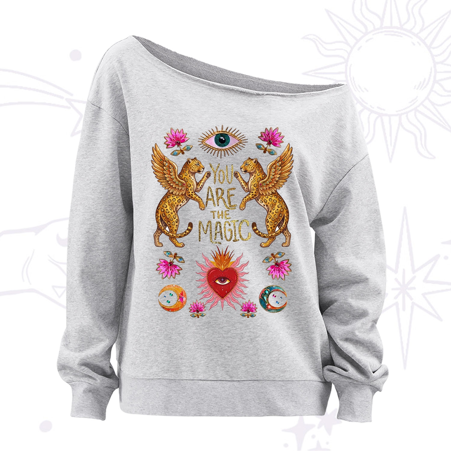 Purplehecate Vintage Tiger You Are The Magic Off The Shoulder Sweatshirt