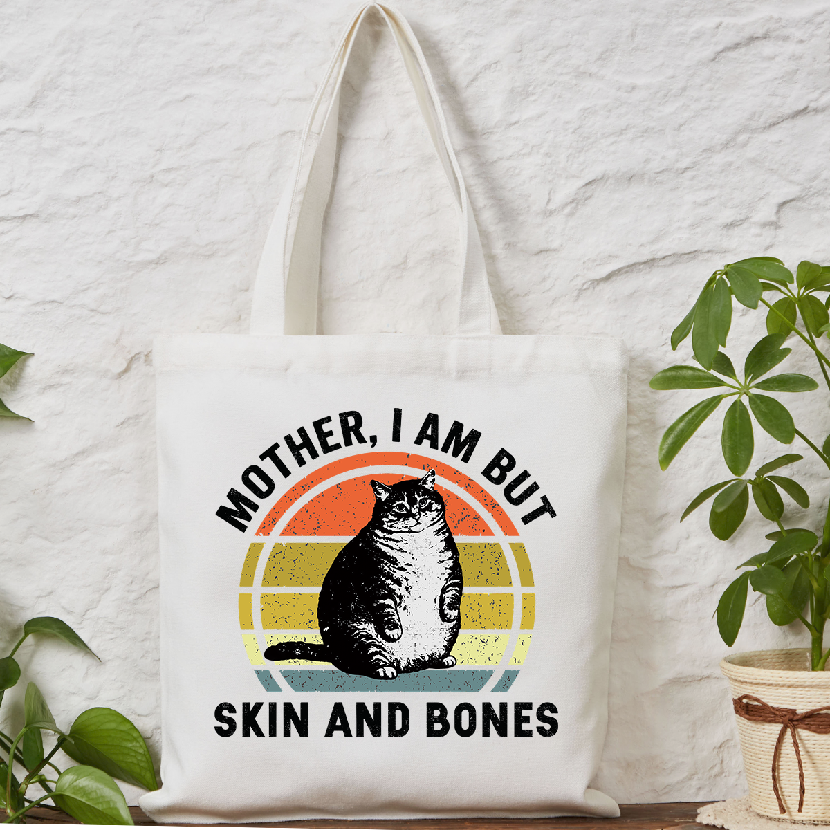 Purplehecate Mother I Am But Skin And Bones Funny Cat Tote Bag