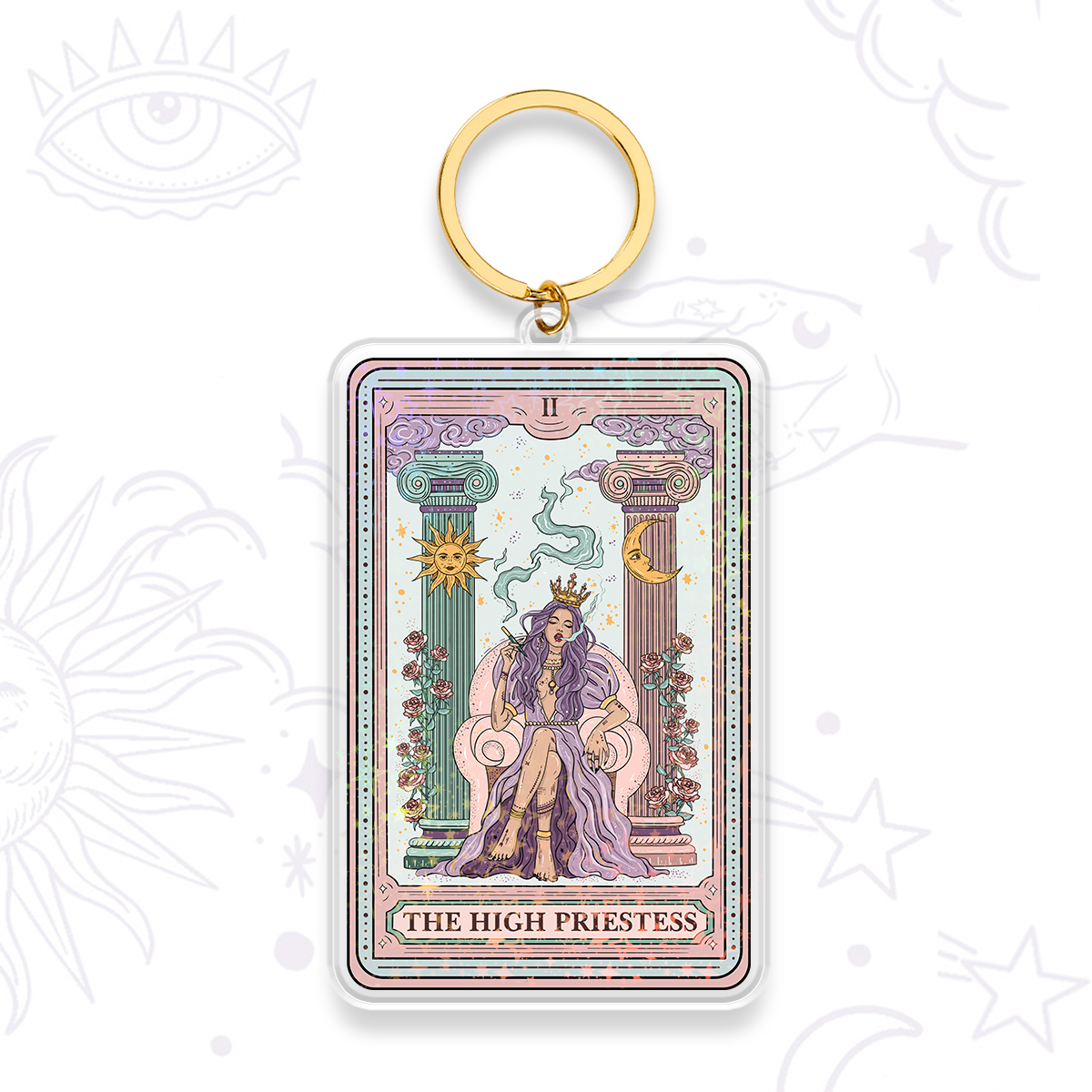 Purplehecate The High Priestess Tarot Card Keychain