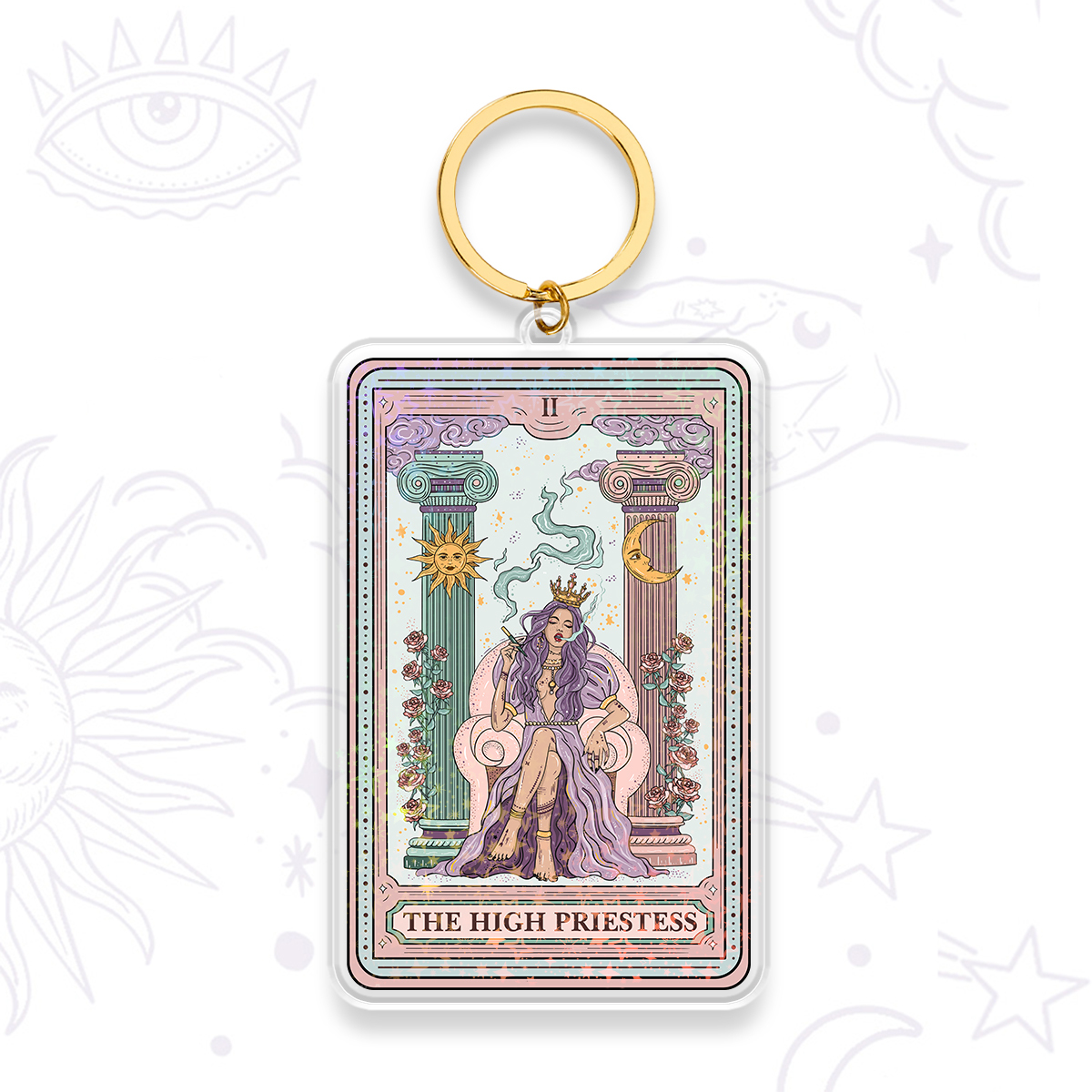 Magic Purplehecate The High Priestess Tarot Card Keychain