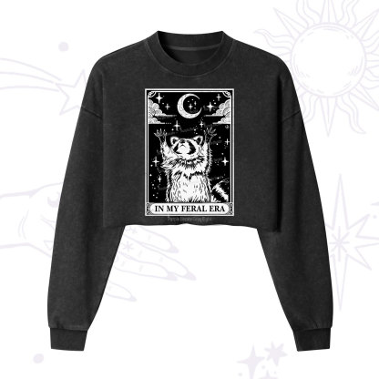Purplehecate The In My Feral Era Oracle Card Cropped Washed Sweatshirt